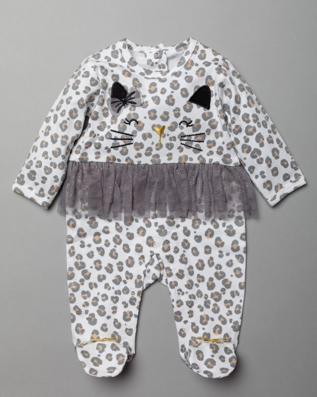 “Cheetah Peplum Tulle” Sleepsuit by Lily & Jack (0–9 Months) - Image 2