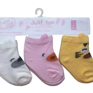 Triple Pack “Faces” Socks by Just Too Cute (0–12 Months)