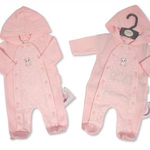 Pink Hooded Bear & Stars All In One by My Little Chick (Newborn–3 Months)