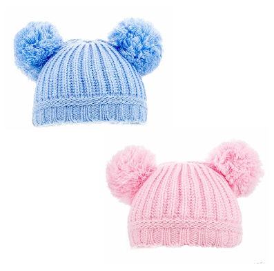 Double Bobble Knitted Ribbed Hat by Soft Touch (0–12 Months)