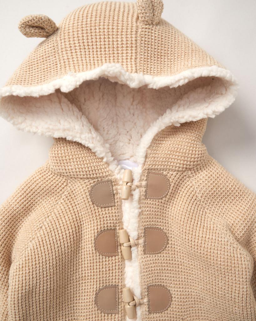 Borg and Knit Cardigan Beige (0-6 Months) - Image 2