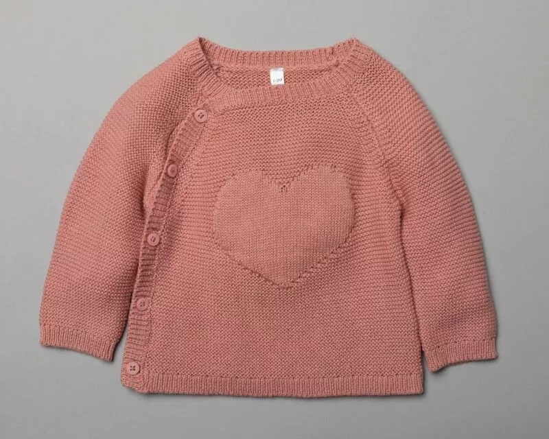 Coral Heart Knitted 2-Piece Layette Set by Bonjour Bébé (3–9 Months) CLEARANCE‼️ - Image 5