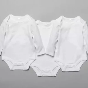Triple Pack “White Plain” Long Sleeve Bodysuits (6–12 Months) CLEARANCE‼️