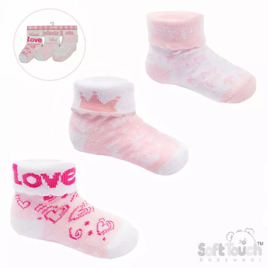 “Love” Triple Pack of Socks by Soft Touch (3–12 Months)