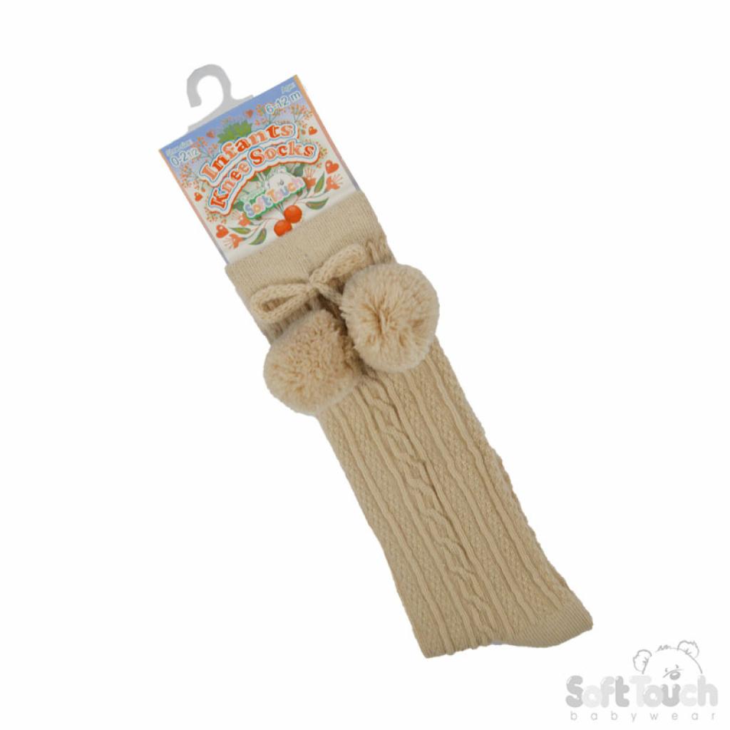 “Coffee Elegance” Pom Pom Socks by Soft Touch (6–24 Months) - Image 2