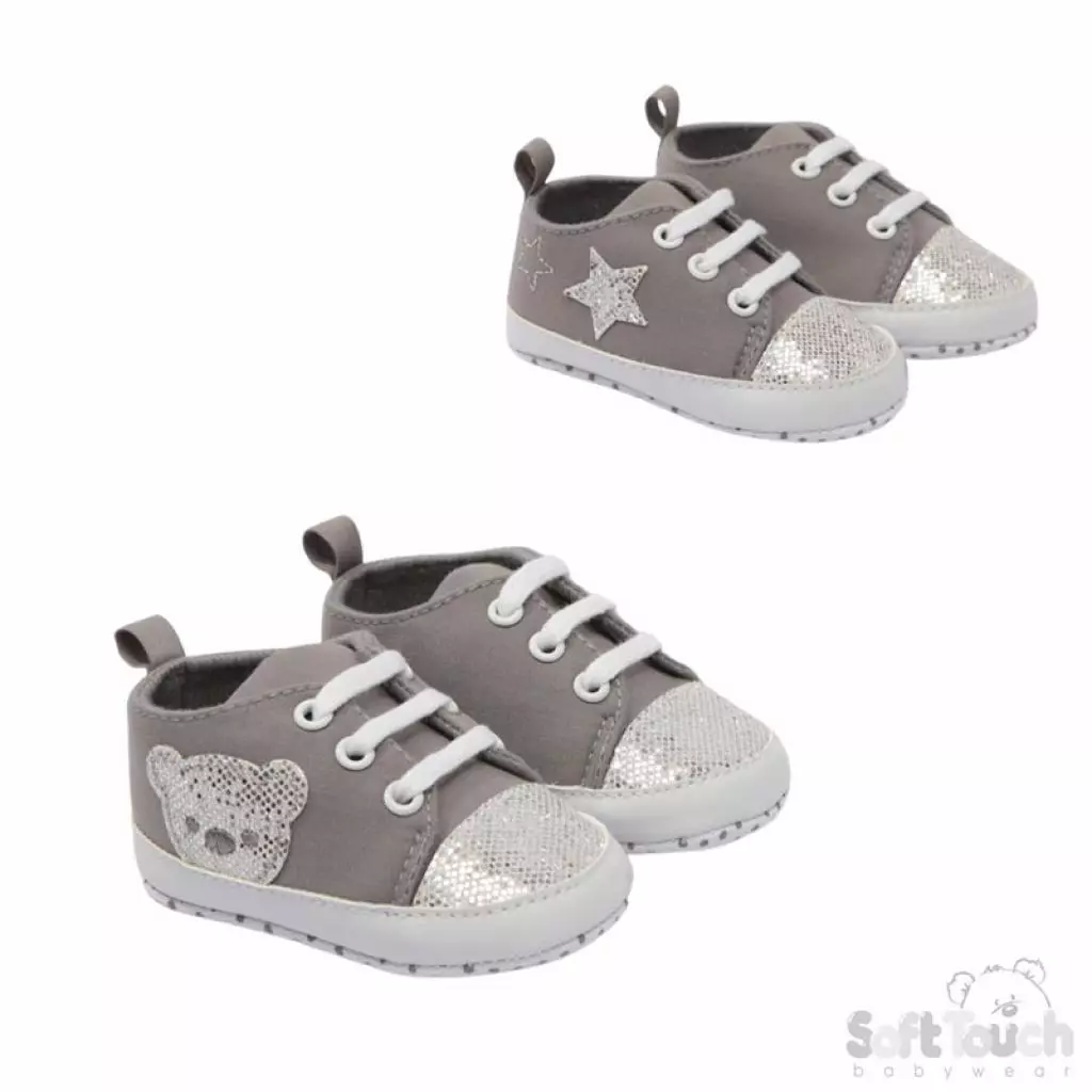 Glitter Star and Bear Trainers by Soft Touch (3–6 Months; 6–12 Months)