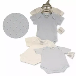 Twin Pack Pointelle Bodysuits Sky / White by Nursery Time (Newborn) (3-6 Months) CLEARANCE‼️