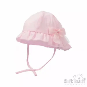 Pink Lined Zig Zag Bow Summer Hat (6-24 Months)