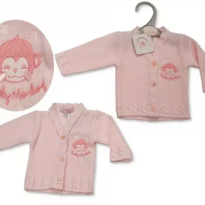 "Cheeky Monkey" Knitted Cardigan (3–8lbs)