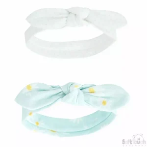 Twin Pack Assorted Knotty Headbands Blue/White by Soft Touch (0–3 Months)