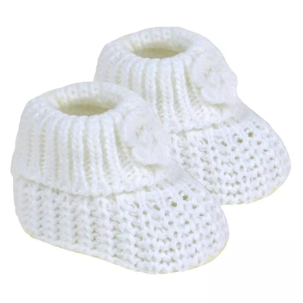 White Flower Booties by Soft Touch – 0–3 Months