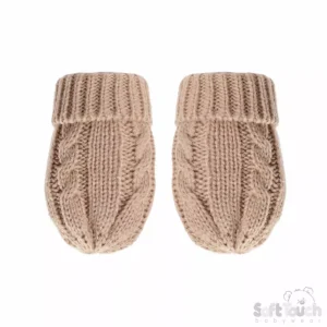 “Coffee Cable” Mittens by Soft Touch (Newborn–12 Months)