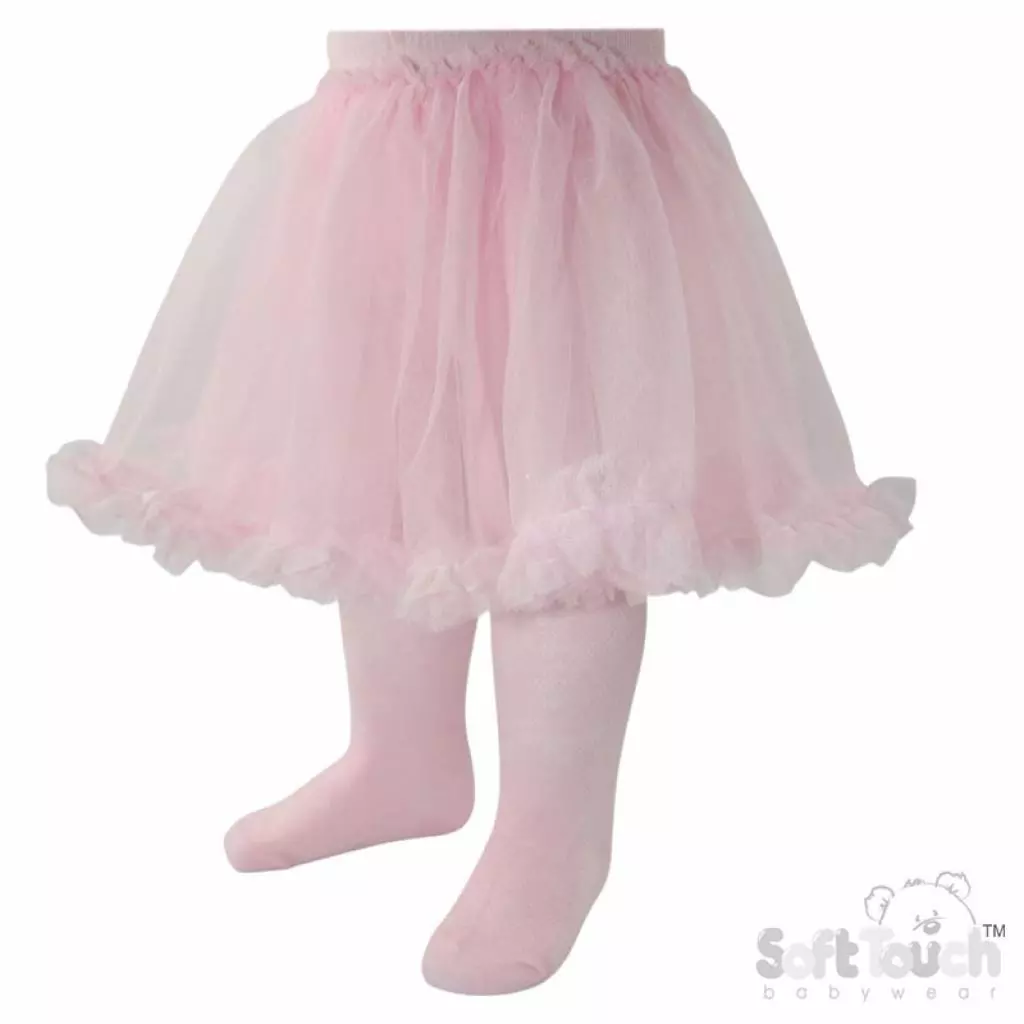 Pink Floral Tutu Tights by Soft Touch (Newborn-24 Months) - Image 2