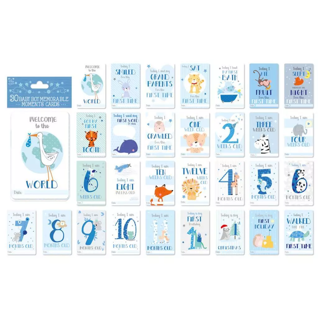 Baby “Moments” Milestone Cards – Boy Edition by Eurowrap CLEARANCE‼️