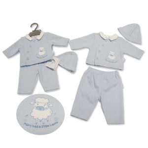 “Little Lamb” Two Piece Set with Hat by Tiny Chick (5–8lbs)