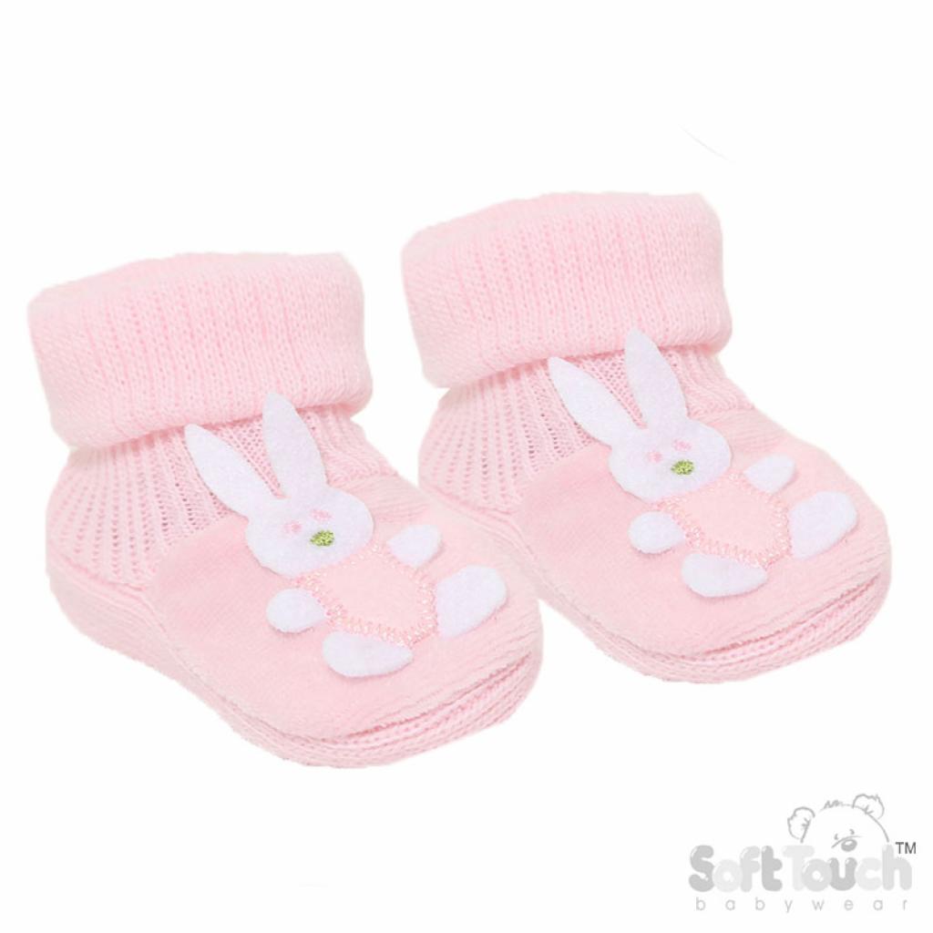 Pink “Bunny” Booties by Soft Touch – Newborn