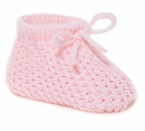 Knitted Booties with Bow by Soft Touch (Newborn) - Image 2