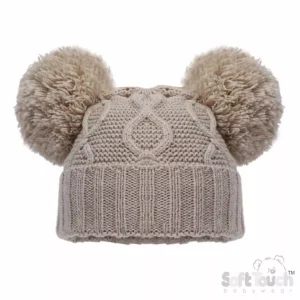 Biscuit Deluxe Chain Knit Pom Pom Hat by Soft Touch – (Newborn to 12 Months)