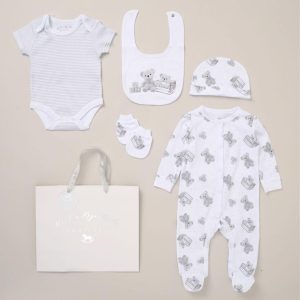 “Toy Box” Five-Piece Layette Set by Rock-A-Bye Baby (0–6 Months)