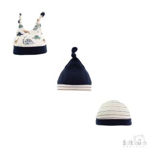 Baby Boys Triple Pack Assorted Dinosaur Hats by Soft Touch (0–9 Months)