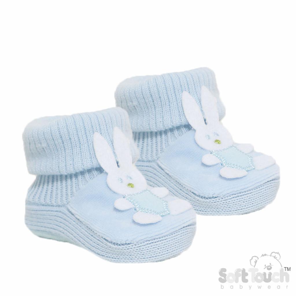 Blue "Bunny" Booties by Soft Touch – (Newborn)