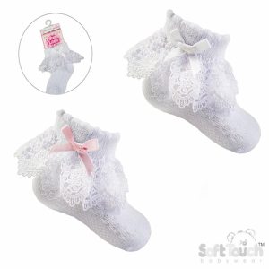 White Jester Lace Sock by Soft Touch (0–12 Months)