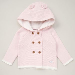 Pink Hooded Double Knit Cardigan by Rock A Bye Baby (3–12 Months)