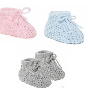 Knitted Booties with Bow by Soft Touch (Newborn)