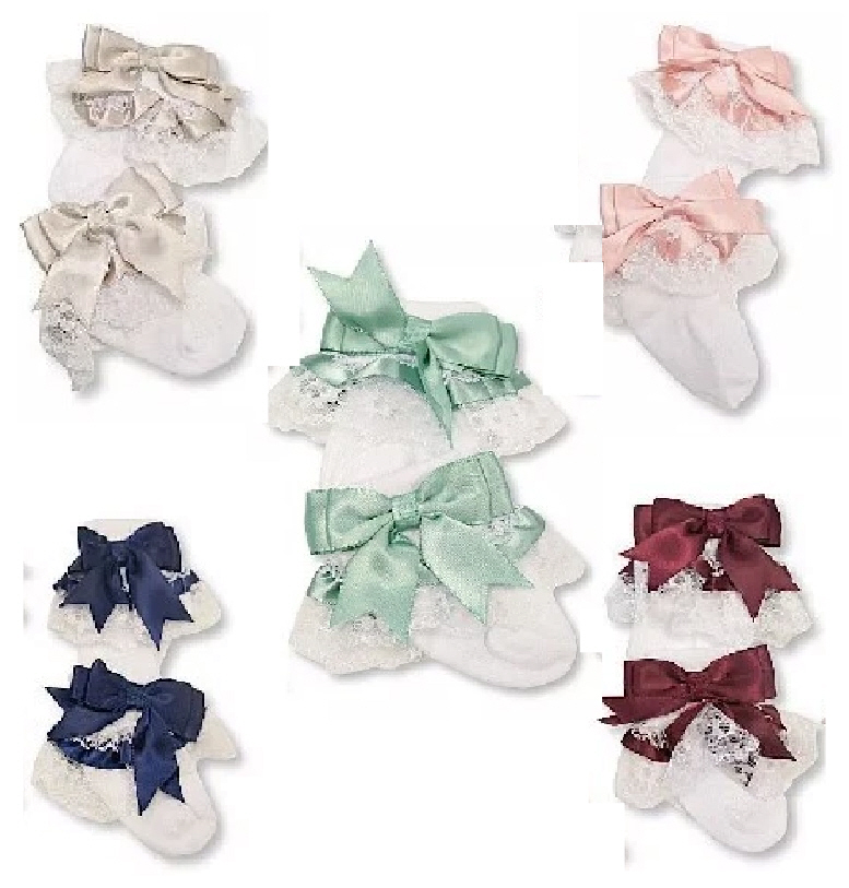 Frilly Satin Bow Socks by Nursery Time