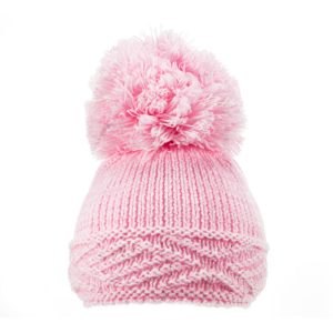 Pink Diamond Pom Pom Hat by Soft Touch (Newborn–12 Months)