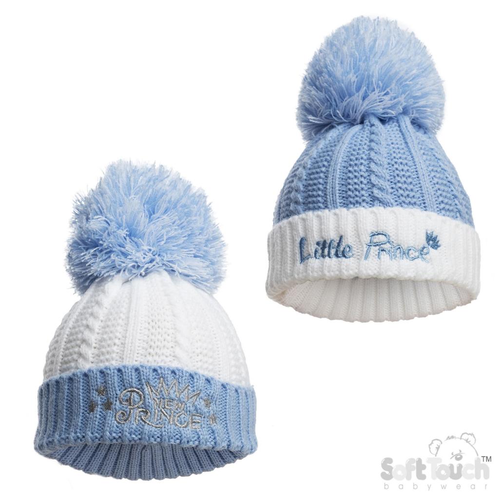 Sky Prince Pom Pom Hat by Soft Touch (Newborn–12 Months)