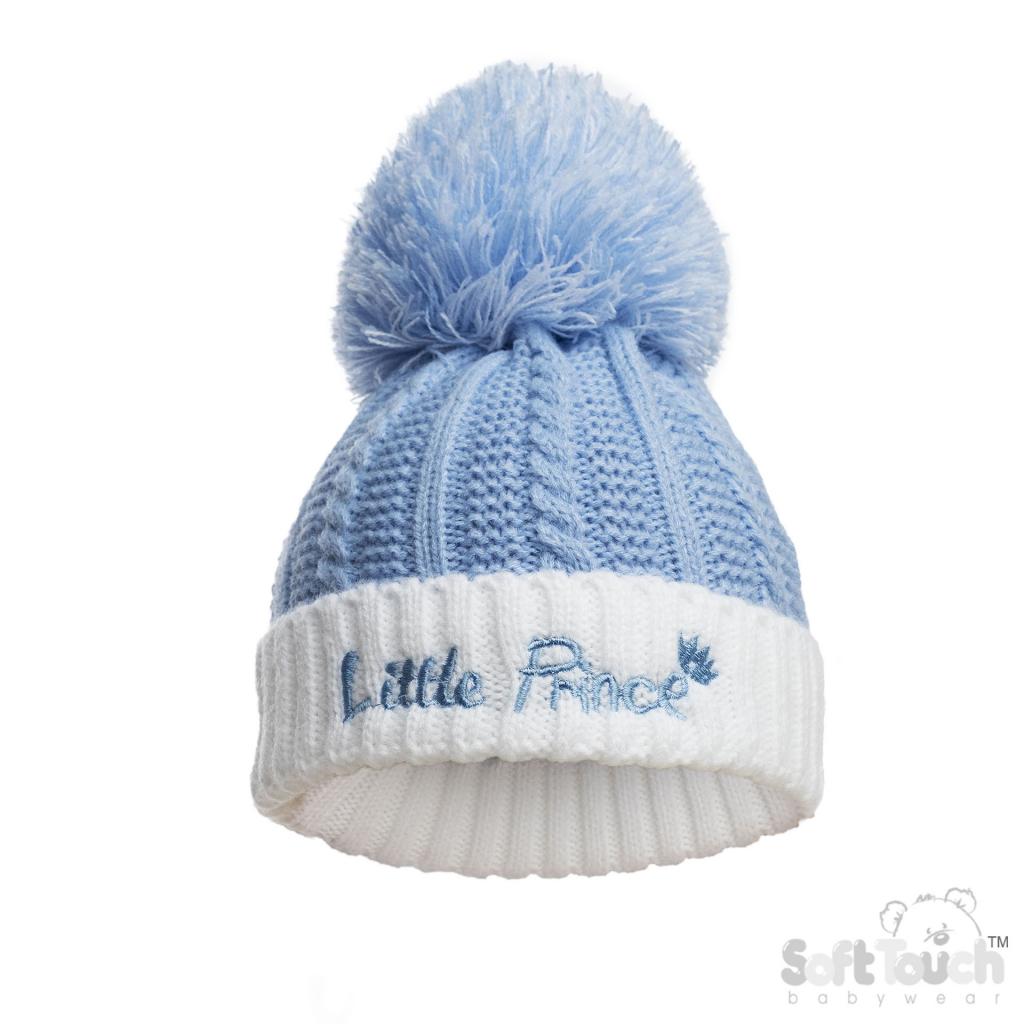 Sky Prince Pom Pom Hat by Soft Touch (Newborn–12 Months) - Image 3