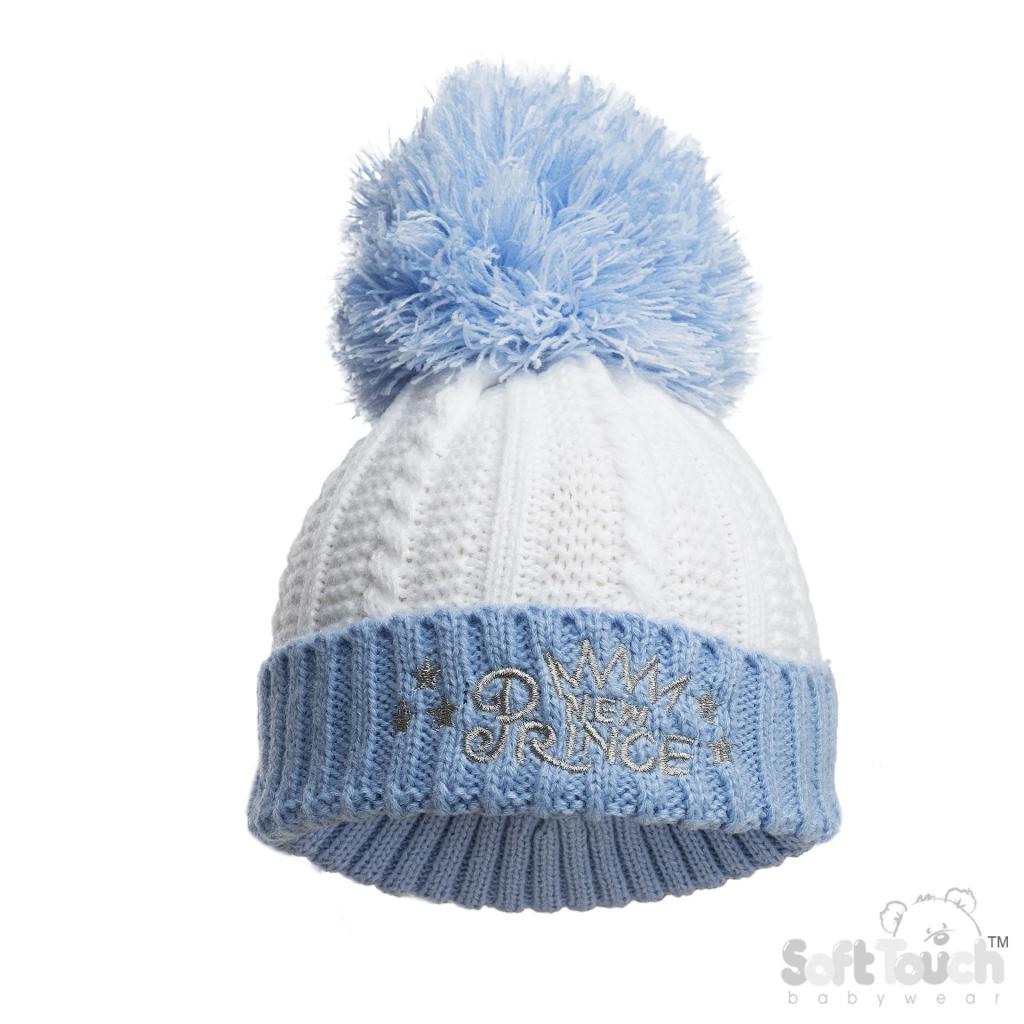 Sky Prince Pom Pom Hat by Soft Touch (Newborn–12 Months) - Image 2