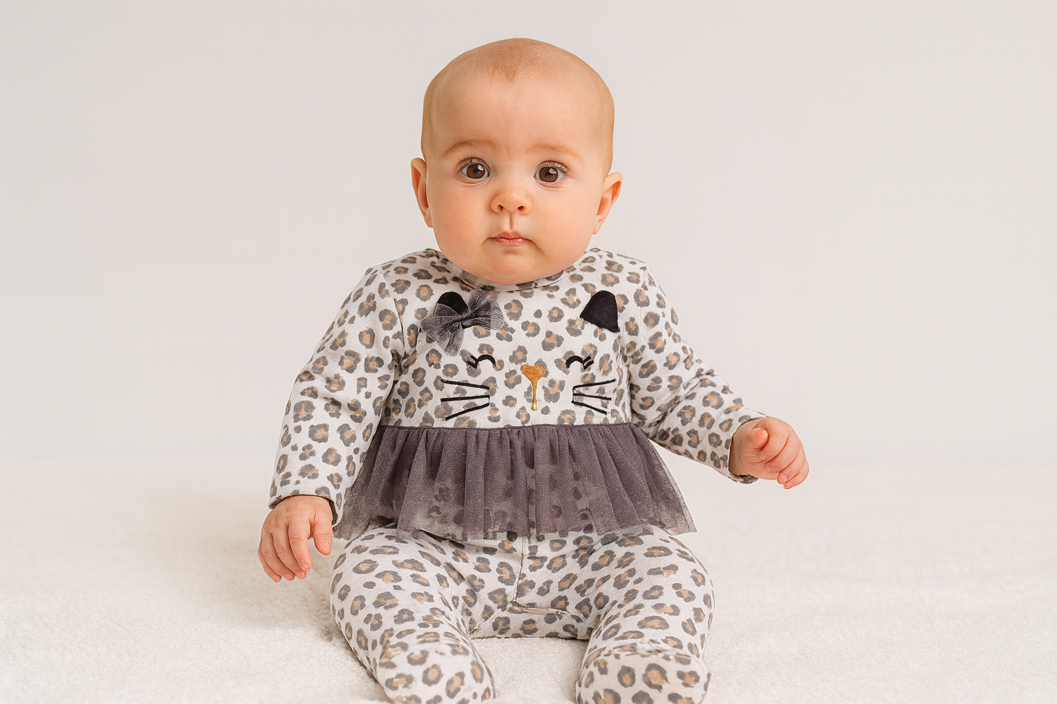 “Cheetah Peplum Tulle” Sleepsuit by Lily & Jack (0–9 Months)
