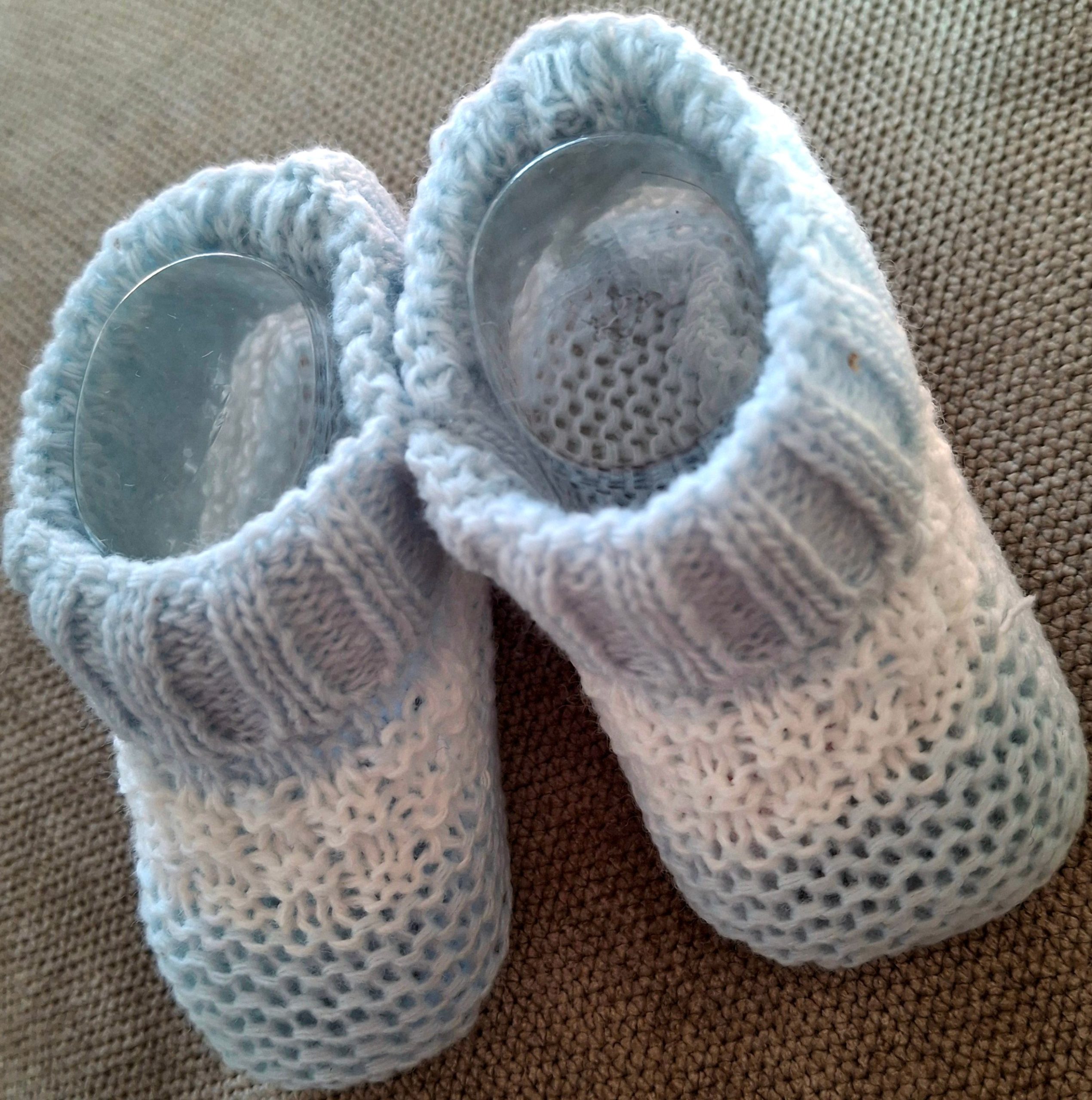 Sky & White Knitted Booties by Soft Touch (Newborn) - Image 2