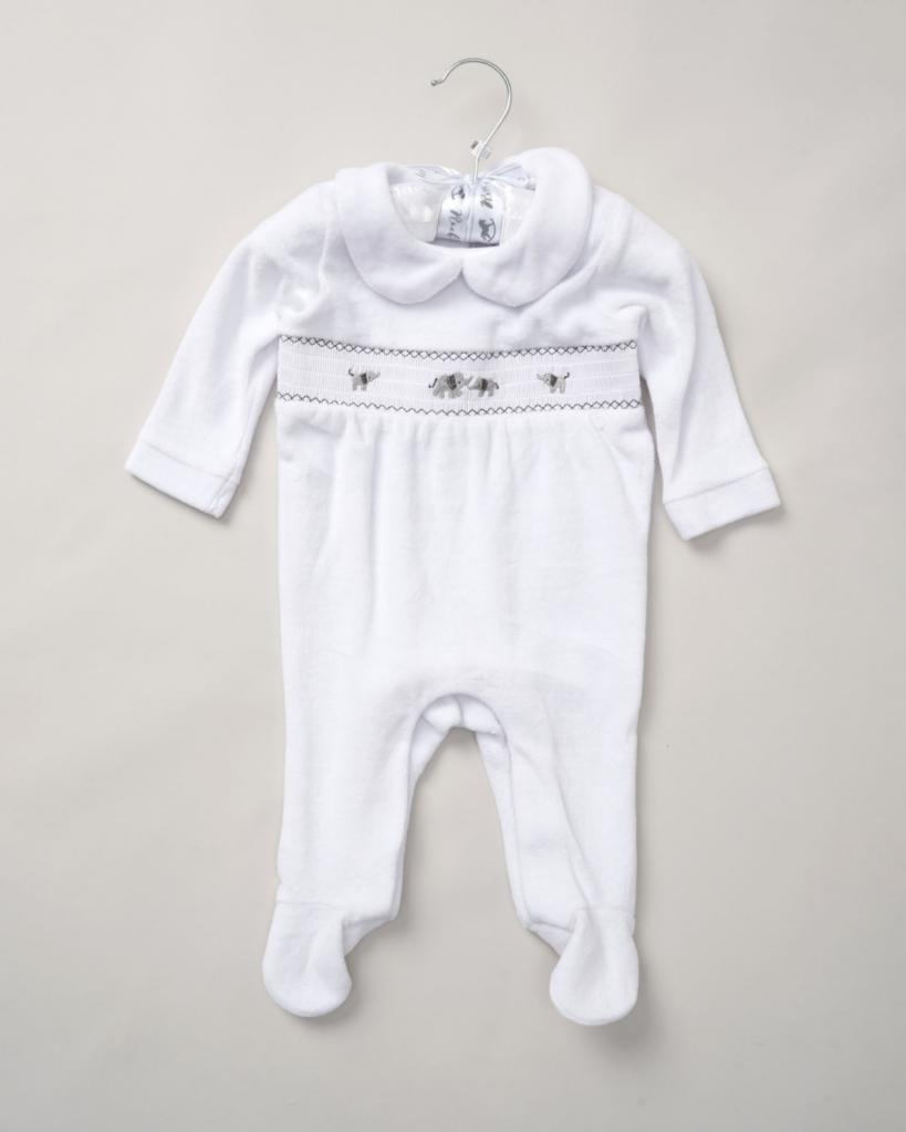Smocked Elephant Velour All in One (0-9 Months) - Image 4