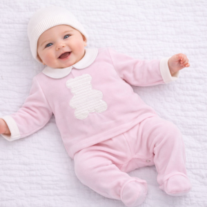 Pink Luxury Velour Teddy Two Piece by Kleo Kids (0–6 Months)