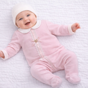 Lace Diamante Velour All In One by Little Dream (6-9 Months)