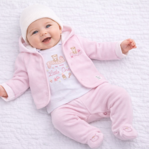 Pink Velour “Little One” Three Piece Set by Just Too Cute (0–3 Months) LAST ONE REDUCED‼️