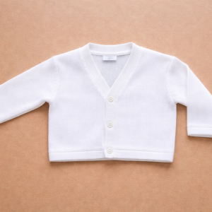 White V-Neck Knitted Cardigan by Nursery Time (3–6 Months) CLEARANCE‼️