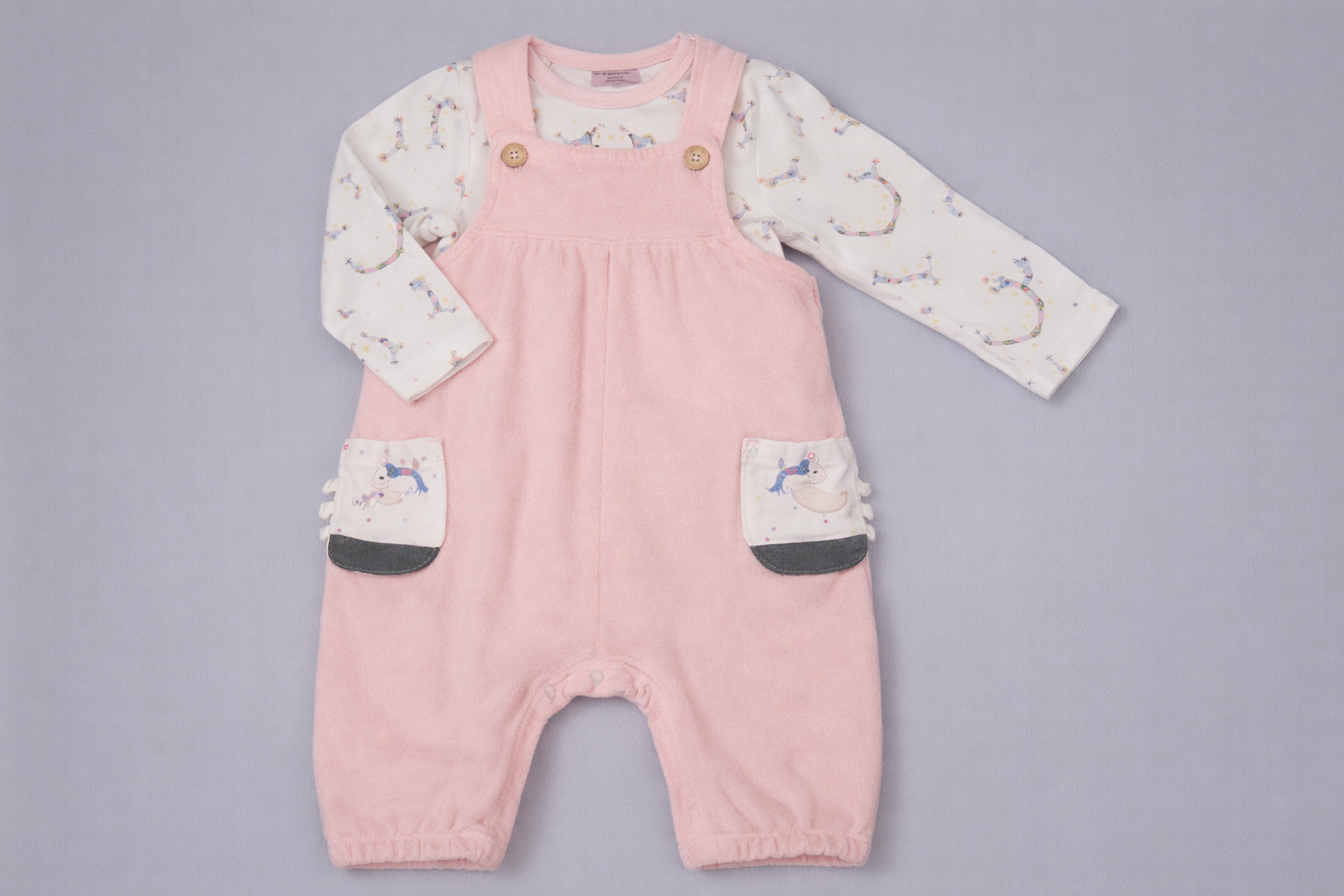 “Zebra Rainbow” Dungaree Set by Mighty Fun (0–6 Months) CLEARANCE‼️ - Image 2