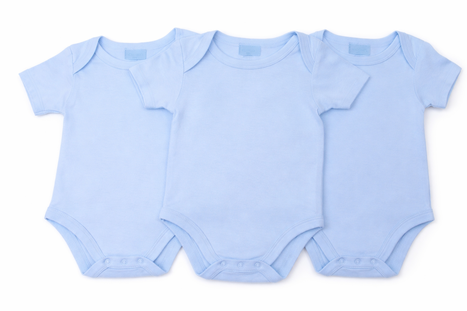 Triple Pack Blue Plain Short Sleeve Bodysuits by Just Too Cute (0–12 Months) - Image 2