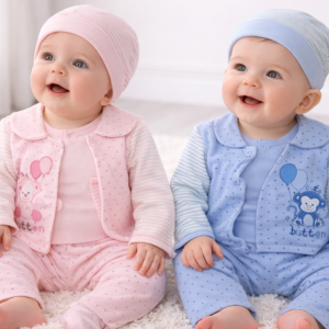 “Monkey” Four Piece Set by Baby C (0–3 Months) CLEARANCE‼️