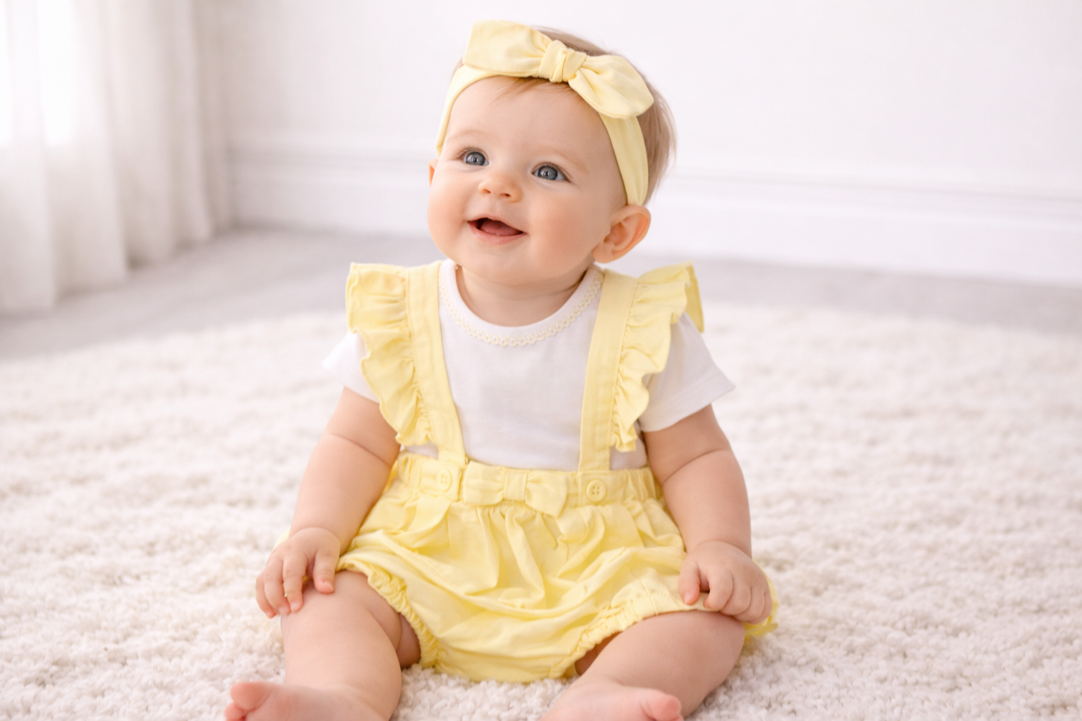 “Yellow Ruffle Strap” Romper Set by My Little Chick (Newborn) LAST ONE REDUCED‼️