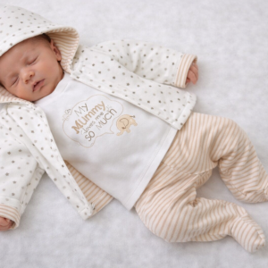 “My Mummy Loves Me” 3-Piece Jacket Set by Just Too Cute (Newborn)