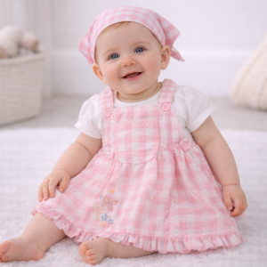 Check Pinafore Dress & Bandana Set by Watch Me Grow (3–9 Months)