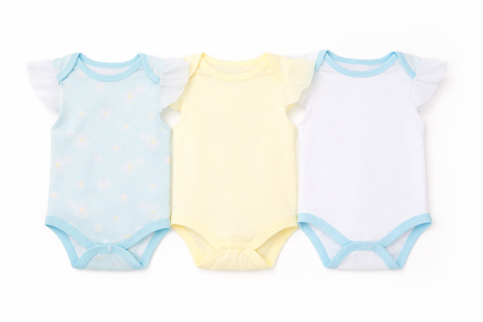 Triple Pack Assorted Bodysuits – Soft Touch (0–3 Months) CLEARANCE‼️