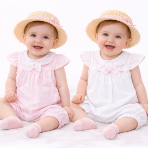 Sailor-Style Romper by Rock a Bye Baby – Pink & White (0–9 Months)