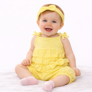 Yellow Broderie Anglaise Frill Romper Set (Newborn)  LAST ONE REDUCED‼️