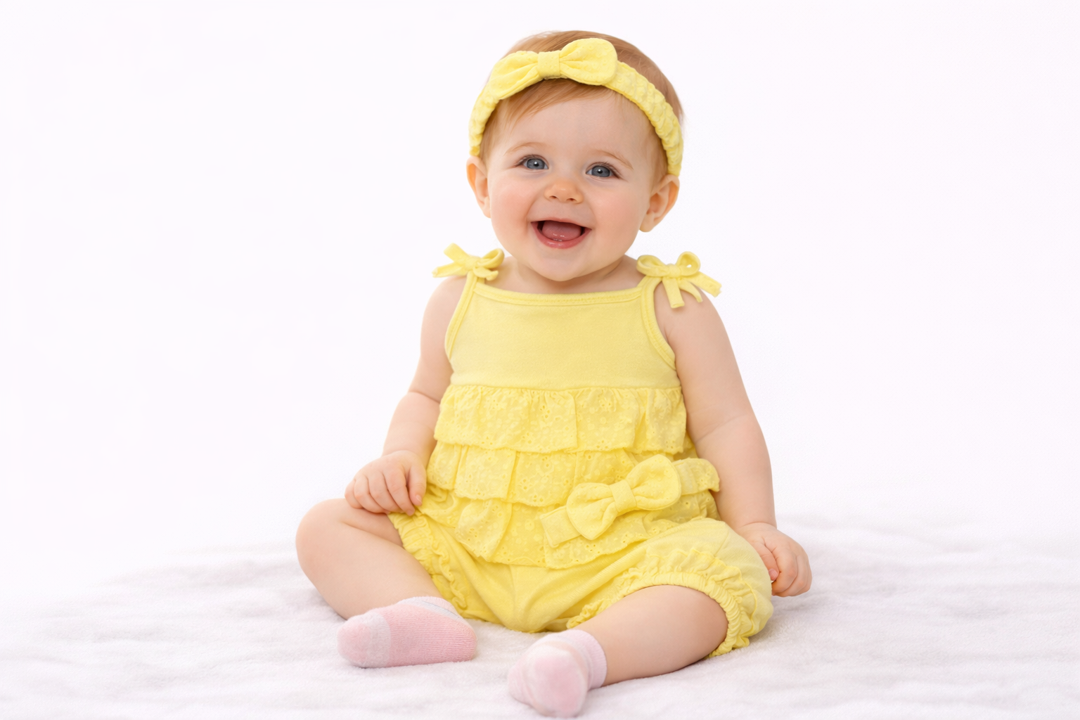 Yellow Broderie Anglaise Frill Romper Set (Newborn) LAST ONE REDUCED‼️